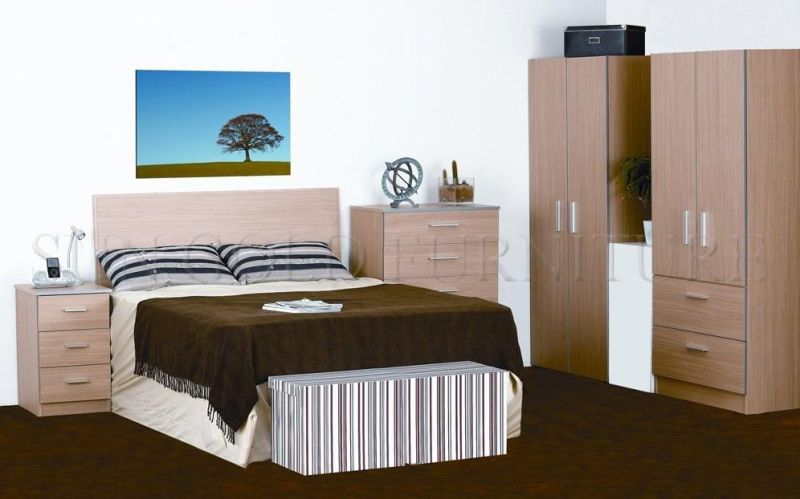 Hot Sale Cheap White Varnish Bed / Modern Bedroom Furniture Set / Home Furniture