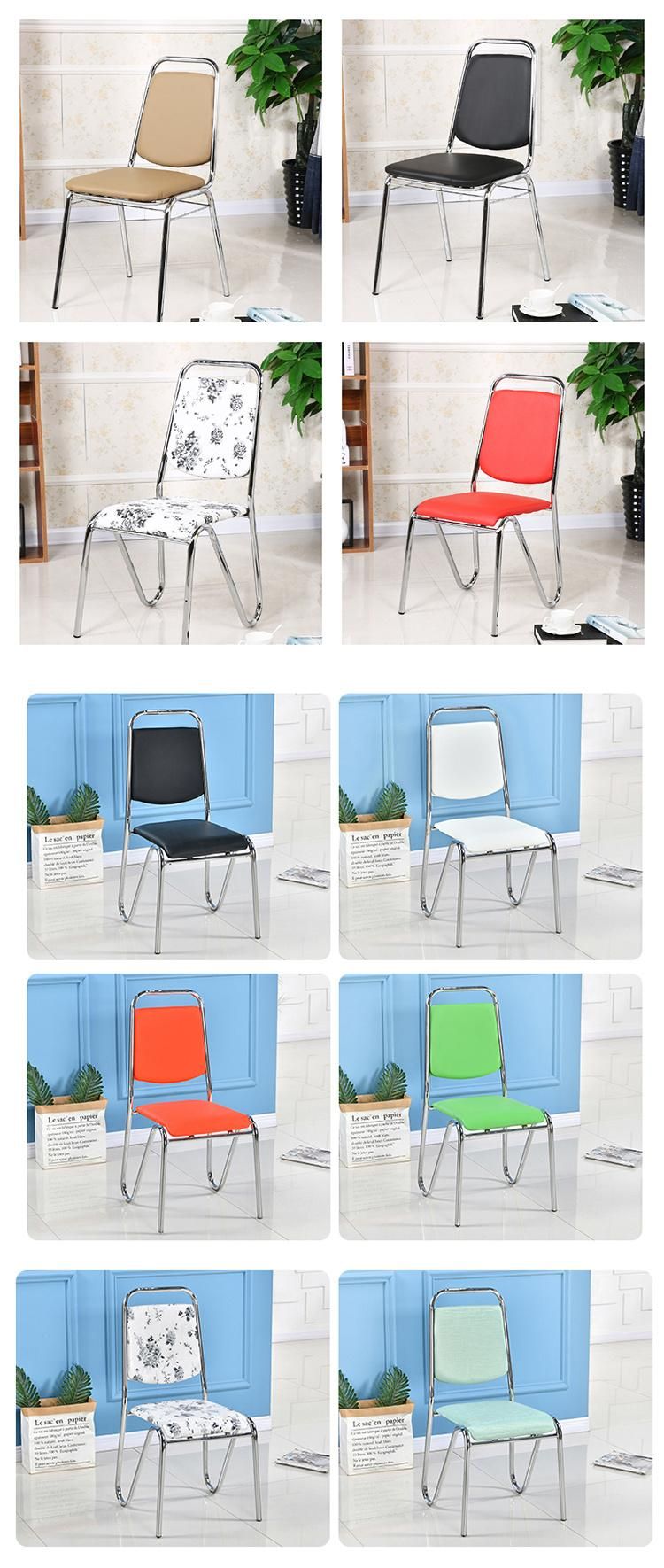 Wedding Outdoor Banquet Furniture Colorful PU Leather Dining Chair with Chromed Leg for Hotel