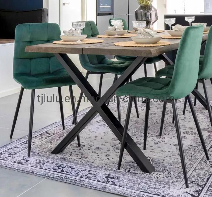 Modern Upholstered Leather Metal Chairs Fabric Leather Italian Designer Velvet Iron Frame Dining Chair