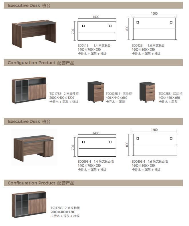 Hot Sale 1.4m Computer Desk Office Table with Hanging Cabinet