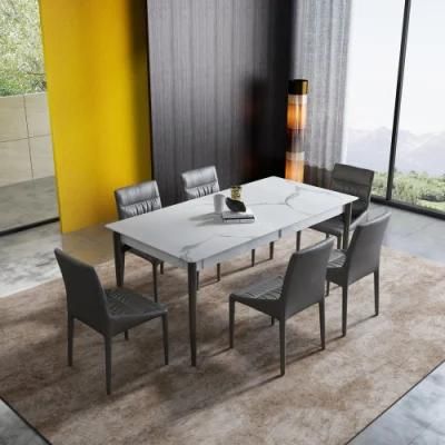 Modern Simple Style Home Dining Furniture Set with Carbon Tool Steel Chair Leg