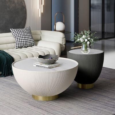 Luxury Coffee Tables Round Living Room Tables Black Marble Glass Modern Luxury Coffee Tables