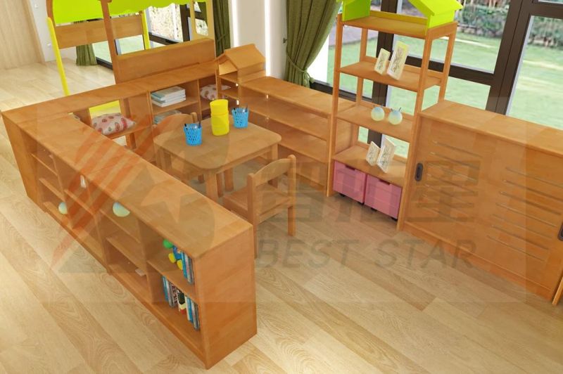 Children Classroom Cabinet, Baby Storage Cabinet, Kids Nursery Toy Storage Cabinet, Preschool and Kindergarten Day Care Wooden Cabinet with Plastic Box