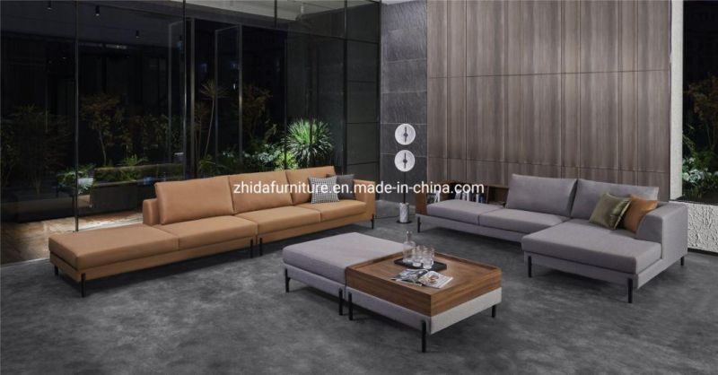 Chinese Hotel Lobby Modern Big L Shape Sectional Fabric Sofa