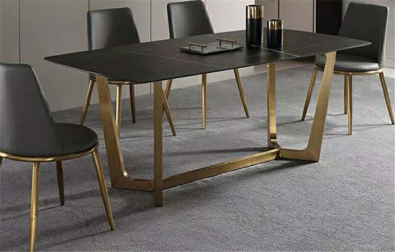 Dining Table Chair Set Modern Stainless Steel Marble Living Room Table for Home Restaurant Furniture