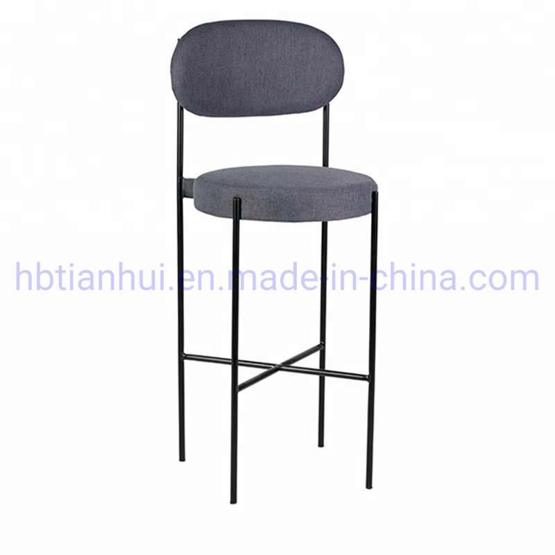 Modern Furniture Velvet Upholstered Bar Stool with Black Metal Frame Dining Chairs