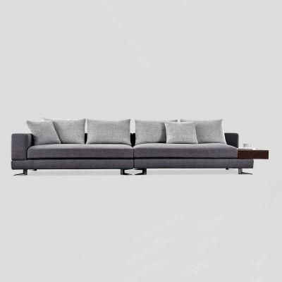 Modern Minimalist Chinese Fty Supply Fabric Sofa Set with Wooden Side Box Living Room Sofa