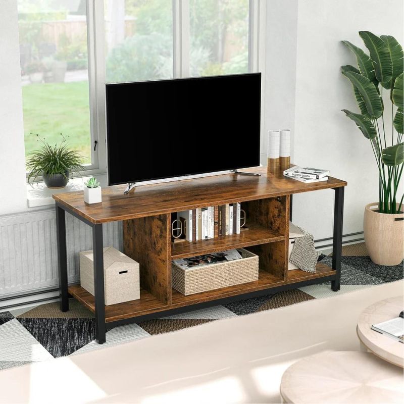 TV Stand for TV up to 50 Inch 3 Tier Entertainment MID Century Modern TV Stand Media Console Table with Open Shelving Storage Wood TV Cabinet for Living