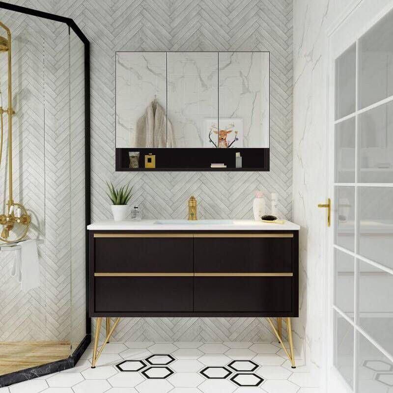 Nordic Melamine Bathroom Cabinet Floor Modern Customized Marble Simple