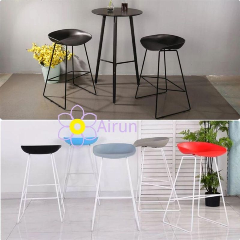 Factory Direct Sales Home Furniture Kitchen Modern Design Plastic High Bar Chair with Metal Legs