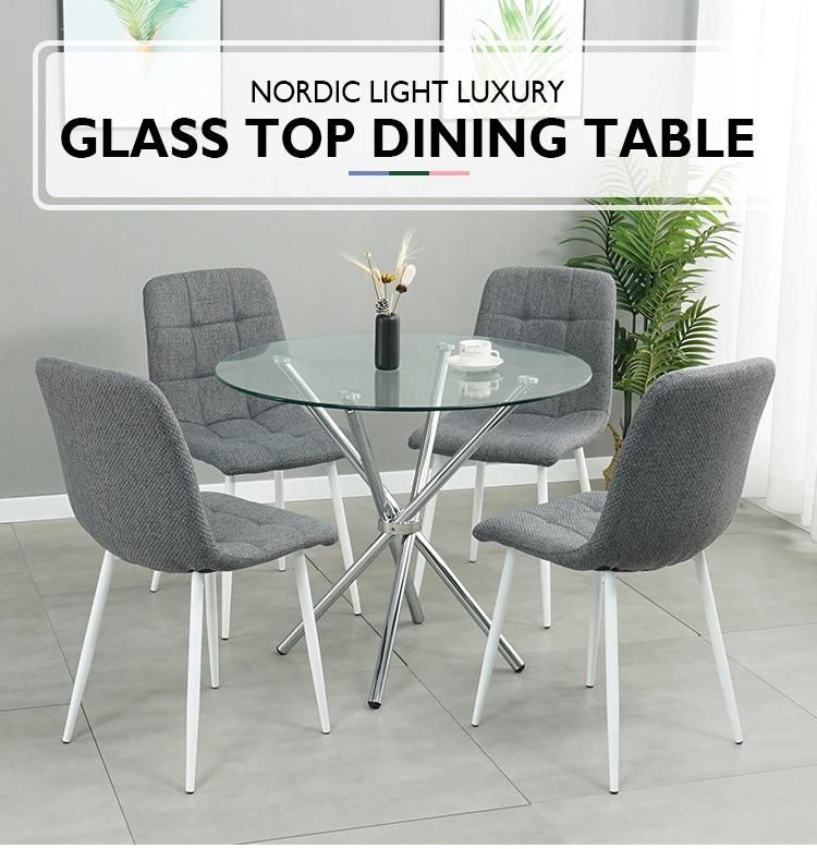 Modern Plexi Glass Mirrored Round Dining Room Table for Dining Room