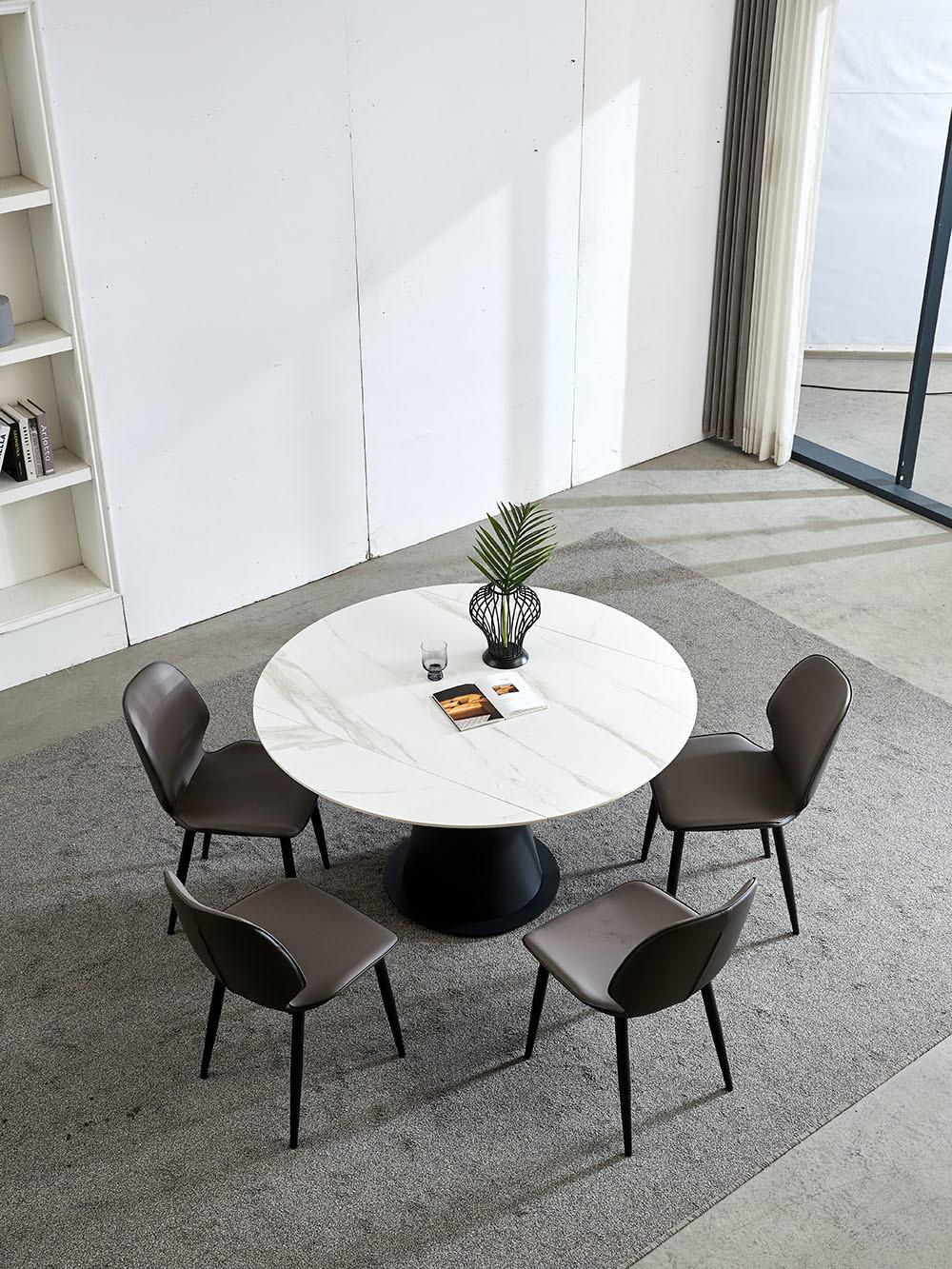 High Quality Apartment Furniture Round Folded Marble Rock Plate Dining Table