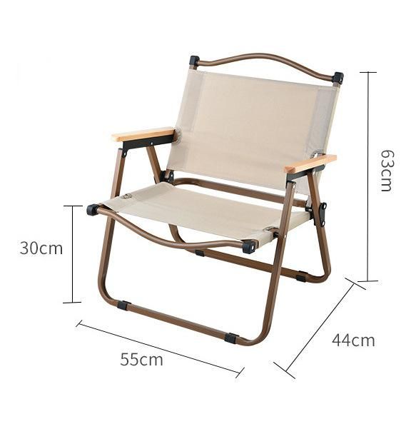 Outdoor Portable Wood Grain Steel Folding Camping Chair