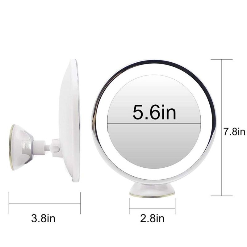 Espejo LED 10X Magnifying Suction Cup Lighted Makeup Mirror with Touch