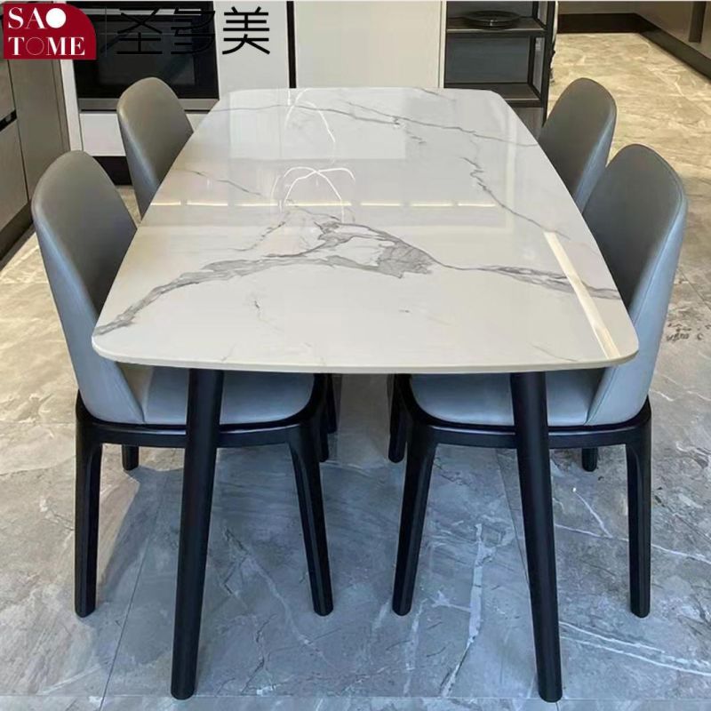 Modern Rock Board Furniture White Wax Wood Dining Table