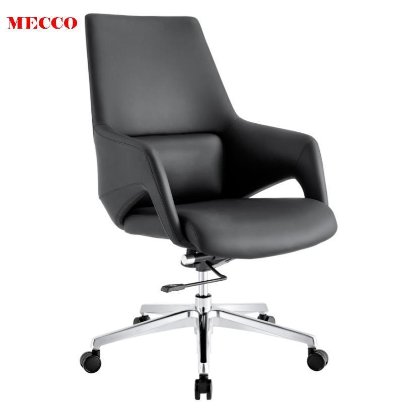 2022 Hot Sale MID Back Luxury Visitor Meeting Room Chair Genuine Leather Office Chair