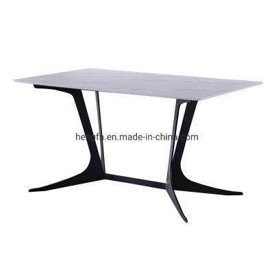 Modern Nordic Hotel Restaurant Furniture Marble Metal Dining Table