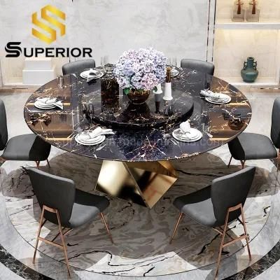 Modern Stone Top Dining Tables with Gold Metal Stand Base