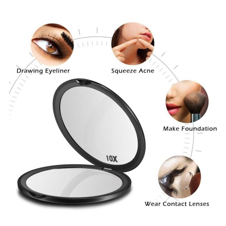 Round Double Sides 1X/10X Magnifying Pocket Mirror