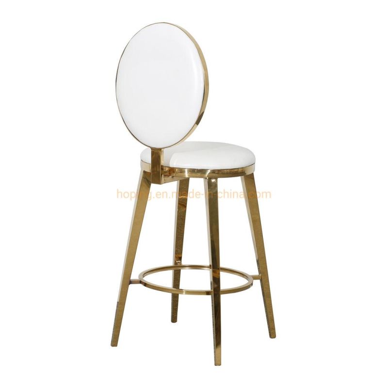 Wholesale Gold Stainless Steel Metal Frame Hotel Night Club Bar Stool Chair