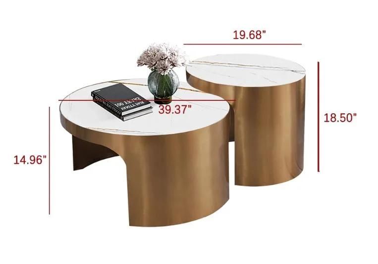 High Quality Modern Luxury Natural Marble Stainless Steel Coffee Table for Home Party Villa Hotel 007L