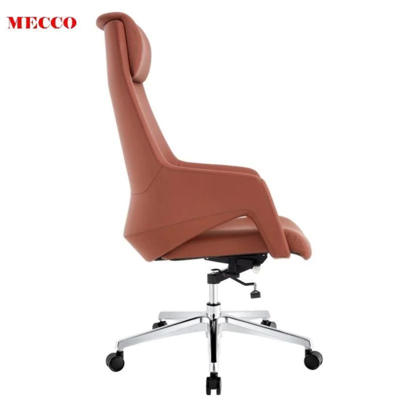 Luxury High Back PU Boss Manager Executive Vintage Over Sized Brown Office Faux Reclining Desk Wooden Office Swivel Reclining Genuine Leather Chairs