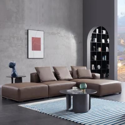 Italian Style Modern Nano Leather Safa Set L Shape Sofa Wooden Couch Sectional Sofa Living Room Furniture Sofa Hotel Furniture Home Furniture