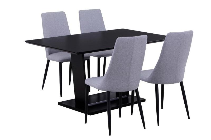 Luxury Furniture Heavy Black Legs Modern Dining Table with Ash Veneer Base