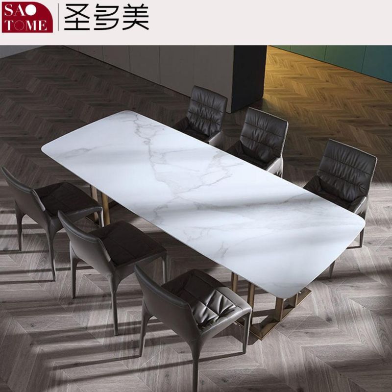 Modern Rock Furniture Stainless Steel Square Tube Vertical Bar Dining Table