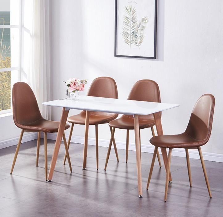 Hotel Modern Fabric Wood Style Metal Legs Dining Chair for Restaurant