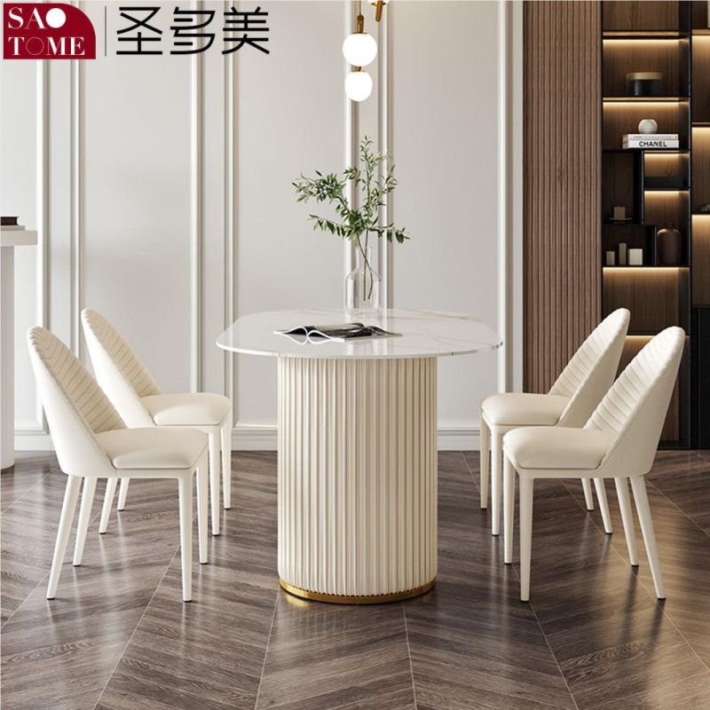 Modern Rock Furniture PU Leather Facing Dining Table