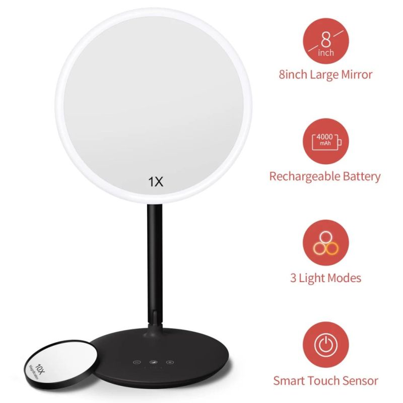 8 Inch High-Definition Touch Screen Round Makeup LED Vanity Mirror