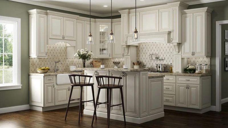 Modern Furniture New Design High Quality White Solid Wood Simple Style Kitchen Cabinet Kitchen Furniture