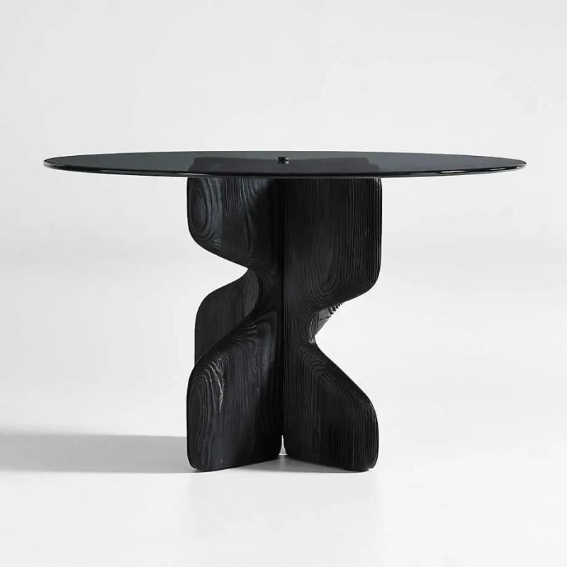 High Quality Luxury Modern Temper Glass Top Solid Wood Base Dining Restaurant Home Hotel Table