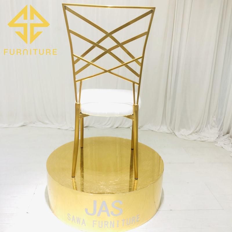 USA Fashionable Golden Metal Dining Chair for Hotel Furniture Wedding Events Used