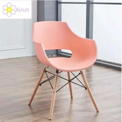 High Quality Dining Plastic Chair with Wood Legs