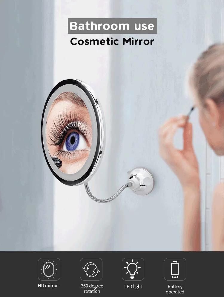 Pritech 360 Degree Rotation Cosmetic Mirror Round LED Bathroom Use Make up Mirror