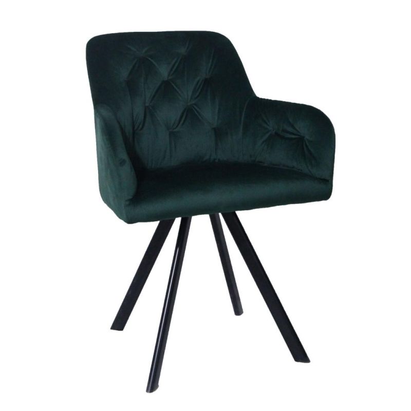 Wholesale Design Room Furniture Nordic Velvet Modern Luxury Dining Chairs with Metal Legs Black Gold