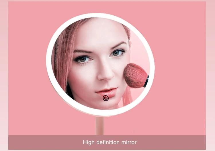 High-End LED Portable Makeup Mirror with Detachable Handle Handheld Mirror