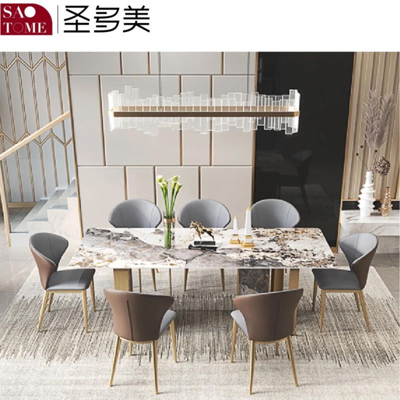 Modern Dining Room Furniture High-Grade Stainless Steel Titanium Dining Table