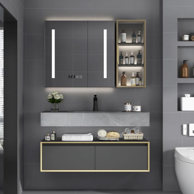 Nordic Modern Simple Bathroom Cabinet Intelligent Mirror Cabinet Solid Wood