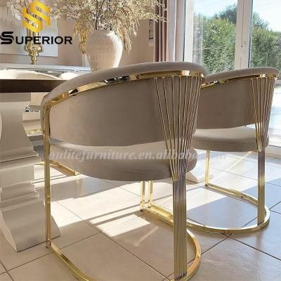 Royal Gold Frame White Leather Dining Chair for Home