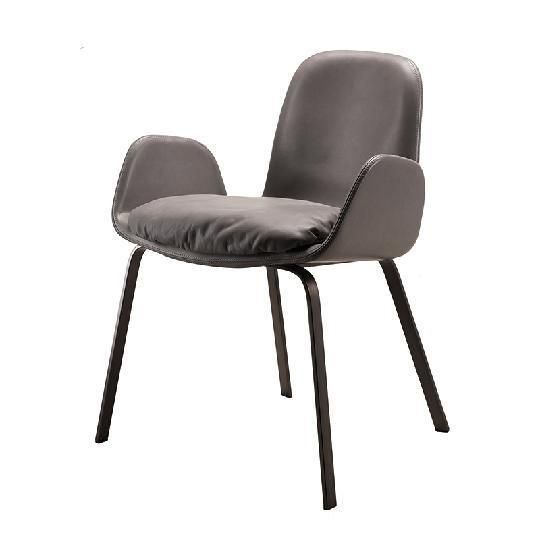 Wholesale China Modern Steel Legs Leather Cushions Dining Chairs