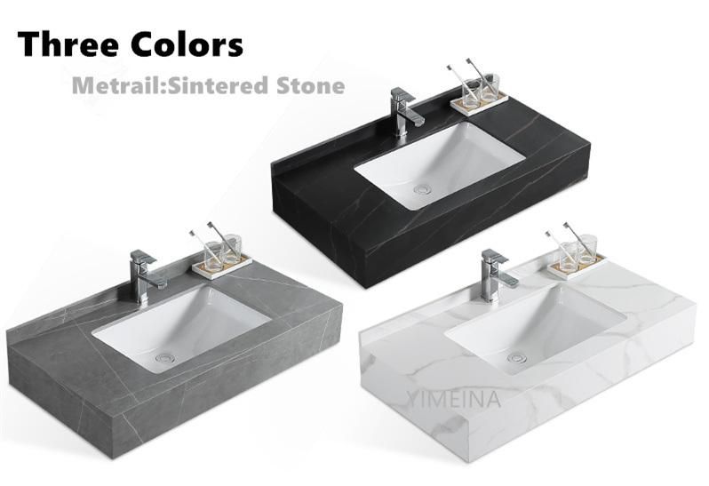 Sintered Stone Bathroom Cabinet White Grey Black Bathroom Water Proof Vanity with LED Mirrored Cabinets