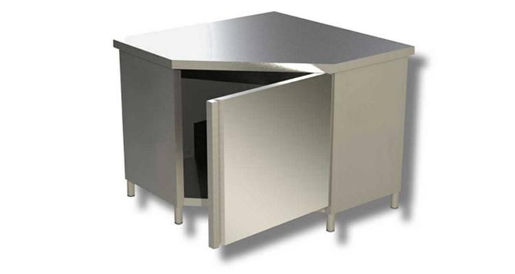 Customized Stainless Steel Work Table Corner Cabinet for Kitchen