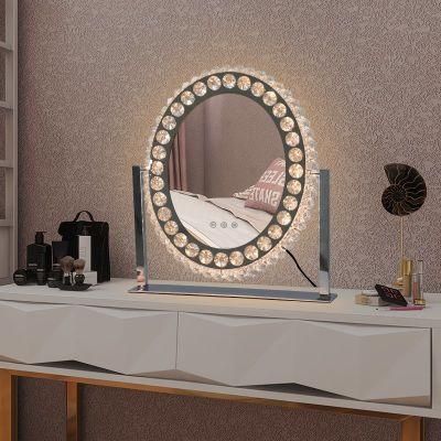 Oval Crystal Mirror Diamond Glass Vanity LED Makeup Mirror