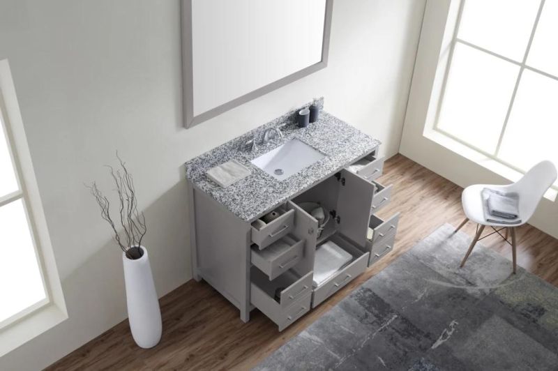 High Grade Grey Single Sink Solid Wood Bathroom Cabinet