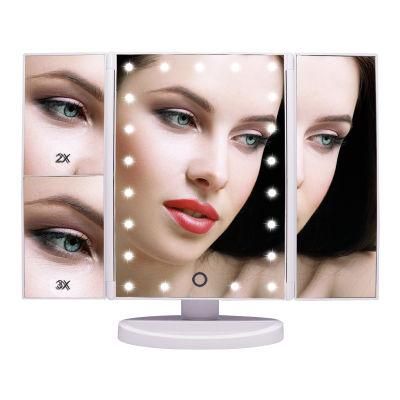 Top-Rank Selling Trifold LED Makeup Dimmable Brightness Furniture Mirror for Home Decoration