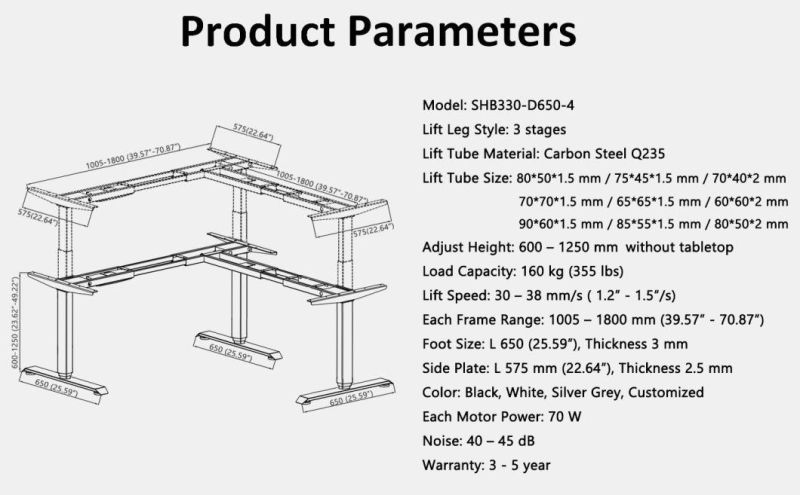 Manufacturer Cost 3 Leg Corner Electric Sit Standing Desk