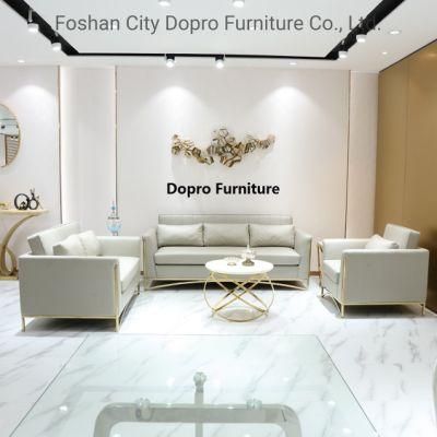 Dopro New Design Modern Luxurious Stainless Steel Polished Golden Sofa + End Table